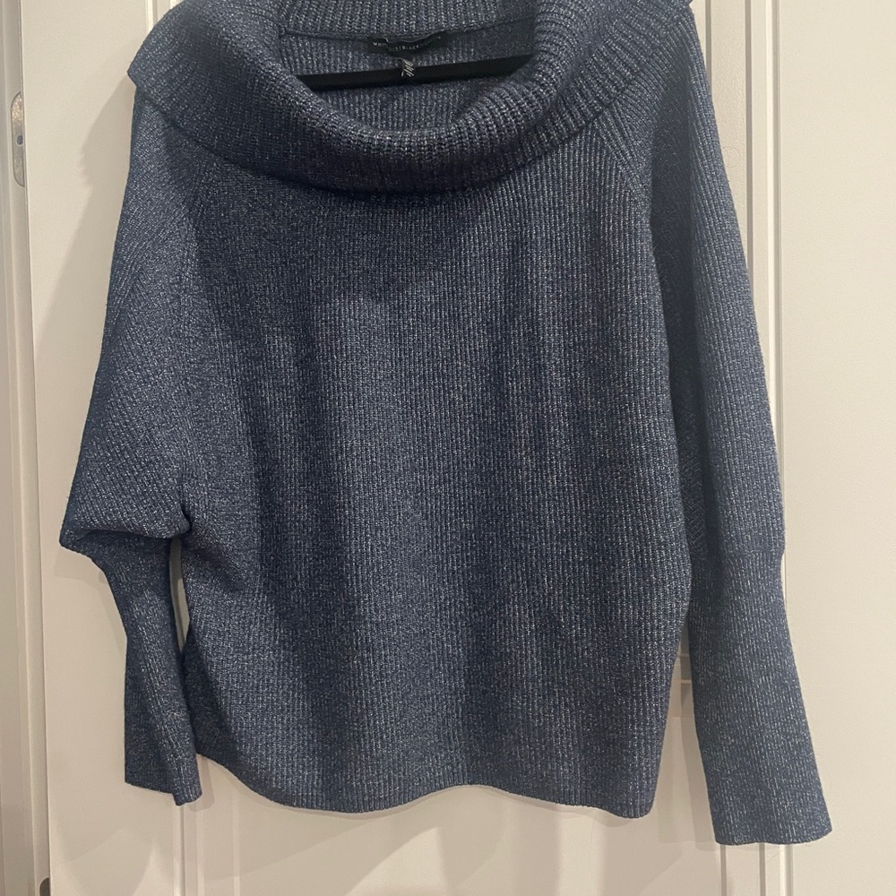 White House Black Market Navy Cowl Neck Sweater